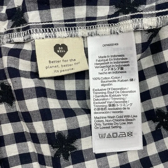 NWT Madewell Gingham Print Ruffle Hem Tent Midi Dress Preppy Black White Size 10 - Picture 13 of 14